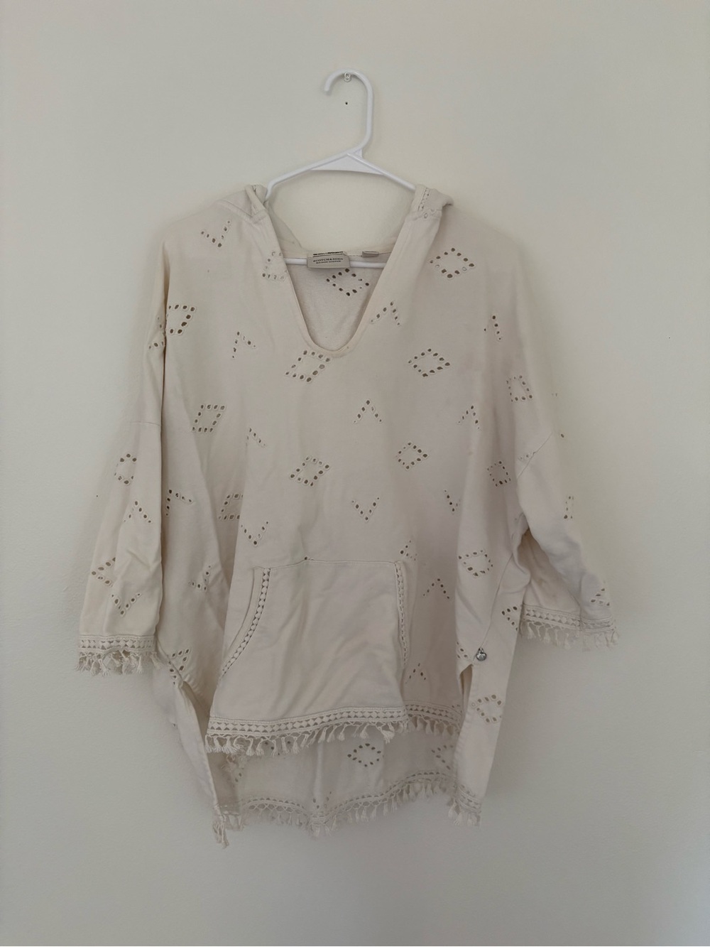 Scotch & Soda Beach Favorite Women’s Cream Hooded Swim Cover-Up Sweatshirt